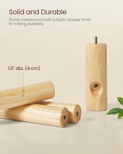 VASAGLE Solid Wood Coat Rack, Free Standing, 8 Hooks, 3 Height Options