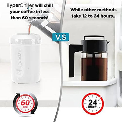 HyperChiller HC2W Patented Iced Coffee/Beverage Cooler, Ready in One Minute, Reusable, White & HC3 Patented Iced Coffee/Beverage Cooler, Ready in One Minute, Reusable, 12.5 Oz, Black