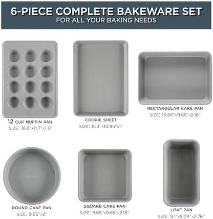 Country Kitchen Nonstick Stackable Bakeware Set - Durable, Easy Release Baking Set, Navy, 6 Pcs