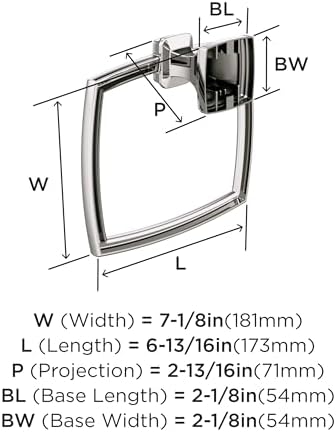 Amerock Revitalize 6-13/16 inch (173 mm) Width Polished Nickel Closed Towel Ring, BH36032PN