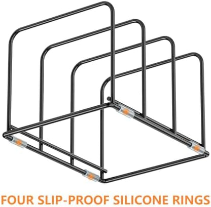 KORRTFID Kitchen Cabinet Organizer - Steel Cookware Rack, Divided Holder with 3 Slots for Skillets, Baking Tray and Chopping Board - Pan Storage (2.2 Inch Width Slots)