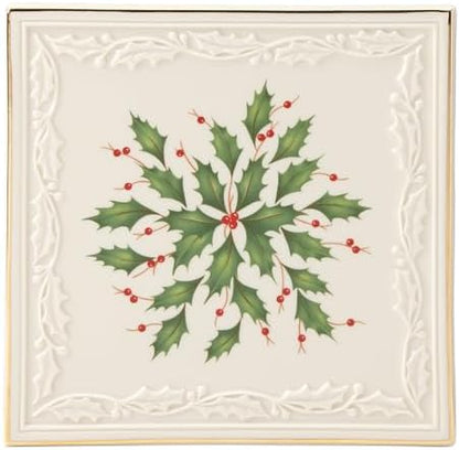 Lenox Holiday Porcelain Christmas Trivet, 6 Inch