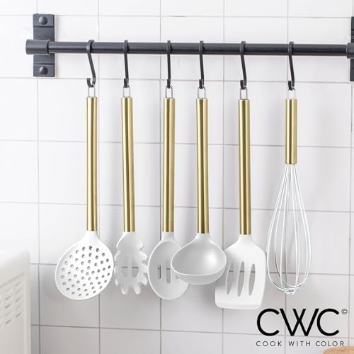 COOK WITH COLOR Silicone Cooking Utensils, Kitchen Utensil Set, Easy to Clean Silicone Kitchen Utensils, Cooking Utensils for Nonstick Cookware, Kitchen Gadgets Set with Holder, 11 Pieces