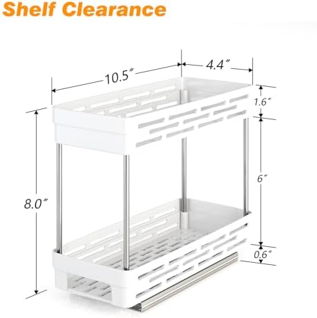 Pull Out Spice Rack Organizer for Cabinet, 2 Pack Slide Out Spice Racks Organizer, Spice Cabinet Organizers, Cabinet Size Need:12'' Highx11'' Deepx5'' Wide,Hold 10 Spice Jar Each Tier-2Tier, White