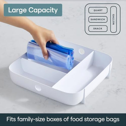 YouCopia StoraBag Food Bag Dispenser, Family Size 4-Slot, Plastic Sandwich Bags Drawer Organizer for Kitchen Storage