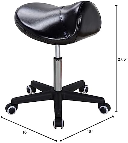 Master Massage Ergonomic Saddle Chair-Saddle Stool- Hydraulic Swivel Rolling Chair-Salon Clinical Tattoo Dentist Clinic Stool, Spas, Salons Stools, Workshop Office-Black