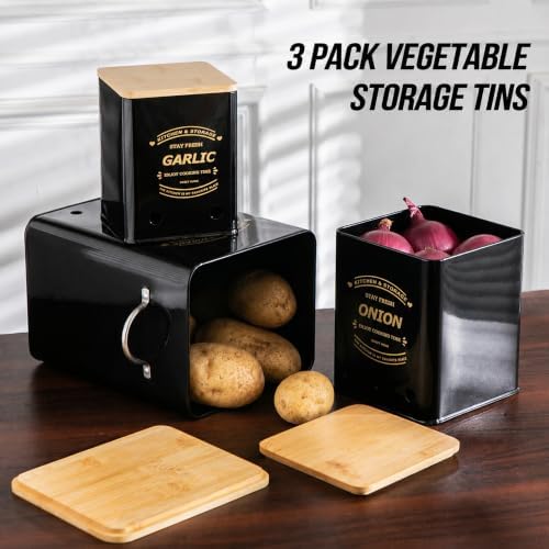 Potato Onion Garlic Storage Bin Set of 3, Metal