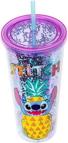 Silver Buffalo Disney Lilo and Stitch Pineapple, Plastic Cold Cup, 32oz