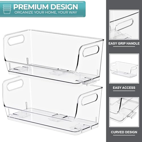 Sorbus Clear Pantry Organizer with Stackable Storage Bins, Open Front