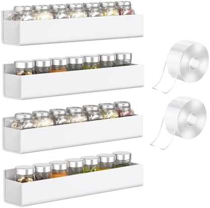 PMMASTO 4-Pack White Acrylic Spice Rack Organizers for Cabinet Doors