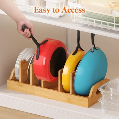 Lifewit Bamboo Lid Organizers for Inside Cabinet with 7 Sections