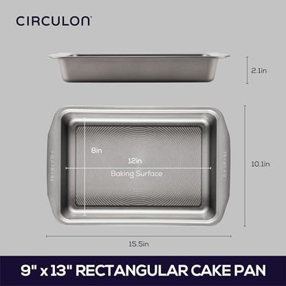 Circulon Nonstick Bakeware Rectangle Baking Pan / Cake Pan, 9 Inch x 13 Inch, Gray