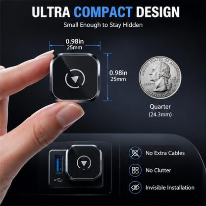 Wireless CarPlay Adapter for Ram ProMaster 2020-2021 Van- Slim Mini USB Design with Type-C Extension for Stable Zero-Latency Connection
