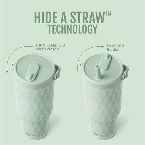 Ello Oasis Go+ 32oz Insulated Stainless Steel Tumbler with Straw, Jadeglow