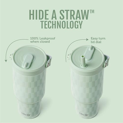 Ello Oasis Go+ 32oz Insulated Stainless Steel Tumbler with Straw, Jadeglow