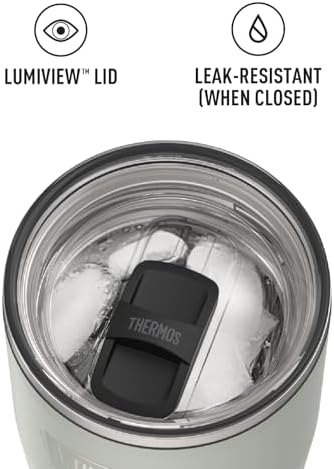 THERMOS Icon Series 24oz Stainless Steel Tumbler with Slide Lock Lid, Leakproof, Fits Cupholder, Dishwasher Safe, Griptec™ Non‑Slip Base, Keeps Drinks Hot 6 Hrs/Cold 22 Hrs, River Rock