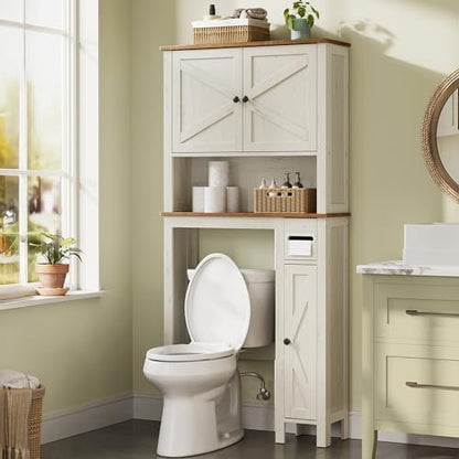 VASAGLE Over the Toilet Storage Cabinet, Doors, Adjustable Shelves, 31.3''W