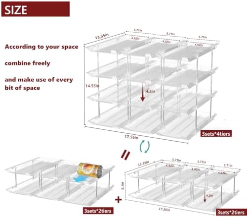 Can Organizer for Pantry, 4 Tier Stackable Rolling Can Storage Rack