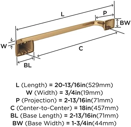 Amerock BH36013CZ | Champagne Bronze Towel Bar | 18 inch (457 mm) Center-to-Center Towel Rack | Highland Ridge | Bathroom Towel Holder | Bathroom Hardware | Bath Accessories