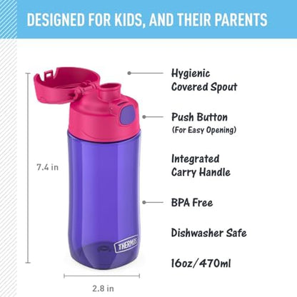 THERMOS FUNTAINER 16oz Plastic Bottle with Spout Lid, Purple