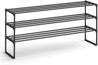 SONGMICS Shoe Rack, 3-Tier Shoe Organizer, Metal Storage Shelf