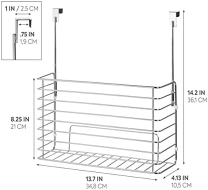 iDesign Classico Metal Over the Cabinet Kitchen Bakeware Organizer Basket for Cutting Boards, Baking Sheets, Pans, 13.73" x 5.18" x 14.2" - Chrome