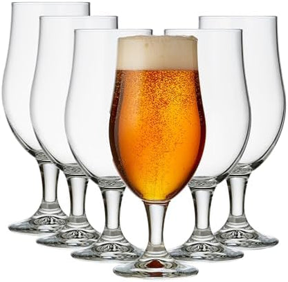 Libbey Crafts Brew Belgian Tulip Beer Glass Set, Elegant Belgian Beer Glasses Set of 6 for Belgian Ale, Dishwasher Safe Gift Set for Beer Lovers