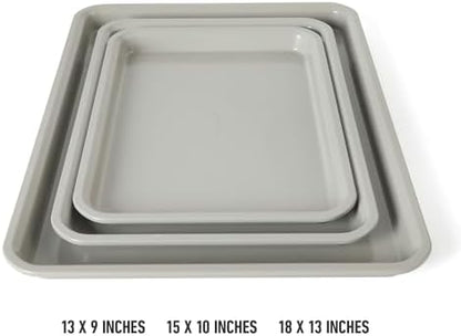 Calphalon Legacy Cookie Sheet Set, 3-Piece Nonstick Baking Sheets 18 15 13 Inch Cookie Baking Sheet, Metal Baking Sheet, Taupe, PFOA-Free for Even Baking, Oven Safe Cookie Pans for Baking