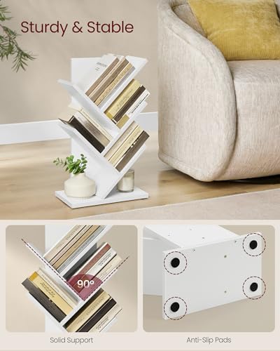 VASAGLE Tree Bookshelf, 5 Tiers, 11.8 x 6.8 x 20.1 Inches