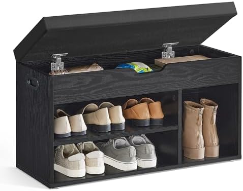VASAGLE Storage Bench with Cushion, Shoe Bench,11.8 x 31.5 x 17.3 Inches
