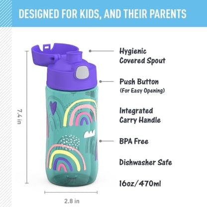 THERMOS FUNTAINER 16oz Plastic Bottle with Spout Lid, Rainbows
