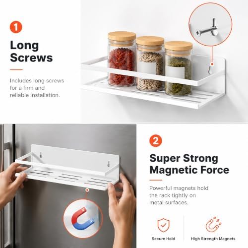 SMRCAD 4 Pack Metal Magnetic Spice Rack for Fridge – Heavy-Duty
