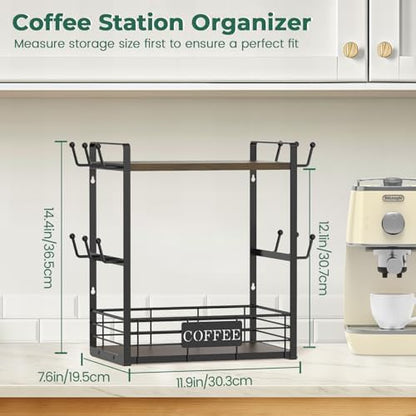 EsLuker.ly Coffee Mug Cup Holder Tree Bar Station Organizer, 2 Tier Brown