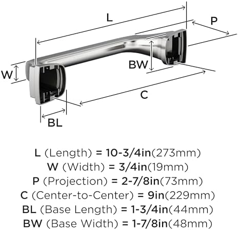 Amerock Revitalize Chrome 9 inch (229 mm) Center-to-Center Towel Bar, BH3603526