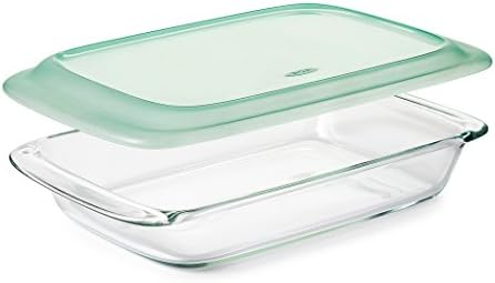 OXO Good Grips Freezer-to-Oven Safe 3 Qt Glass Baking Dish with Lid, 9 x 13,Clear,9 x 13 & Good Grips Freezer-to-Oven Safe 2 Qt Glass Baking Dish with Lid,Clear,8 x 8