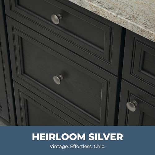 Franklin Brass - Fulton Heirloom Silver Round Cabinet Knobs 1-3/16" Easy Install, Durable Hardware for Drawers, Dresser, Kitchen Cabinet Doors, and Furniture (10-Pack)