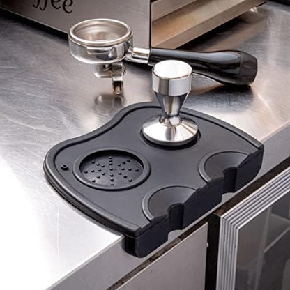 Restaurantware Espresso Tamping Mat - 8.25 x 5.75 Inches - Silicone Coffee Tamping Pad - Barista Tamper Mat - Non-Slip Black Design for Espresso Preparation and Barista Training