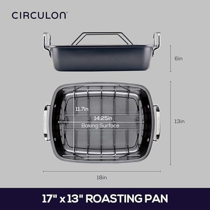 Circulon Ultra-Lasting Nonstick Roasting Pan with Rack, 17 x 13-Inch