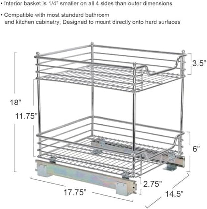 Household Essentials Chromed Steel 2-Tier Artisan Pull-Out Organizer