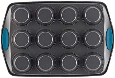 Rachael Ray Yum -o! Nonstick Bakeware 12-Cup Muffin Tin With Grips / Nonstick Cupcake Tin With Grips - 12 Cup, Gray
