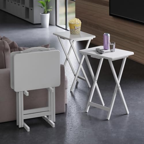 Winsome Alex Set of 4 Foldable Snack Tables with Storage Rack
