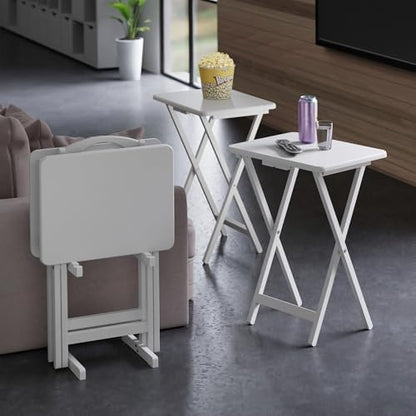 Winsome Alex Set of 4 Foldable Snack Tables with Storage Rack