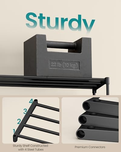 SONGMICS Shoe Rack, 4-Tier Stackable Metal Shoe Organizer, 24.5" Wide
