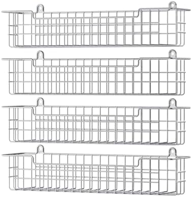 Spice Rack Wall Mount, 4-Pack Seasoning Organizer for Kitchen Storage Organization, Spice Holder Shelf Saving Space for Cabinet, RV, Pantry, Silver