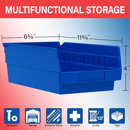Akro-Mils 30130 Heavy Duty Plastic Shelf Bins, 12"x 6.5"x 4", Clear, 12-Pk