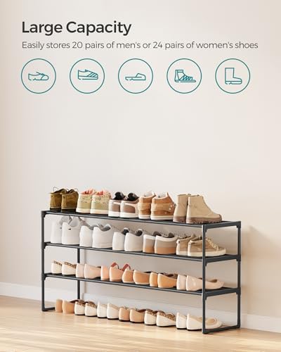 SONGMICS Shoe Rack, 3-Tier Shoe Organizer, Metal Storage Shelf