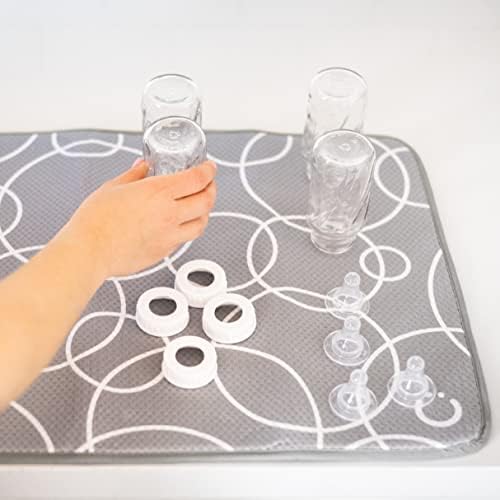Ubbi Microfiber Dish Drying Mat, Gray 2-Pack