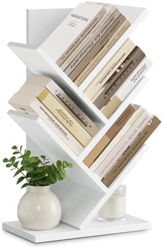 VASAGLE Tree Bookshelf, 5 Tiers, 11.8 x 6.8 x 20.1 Inches