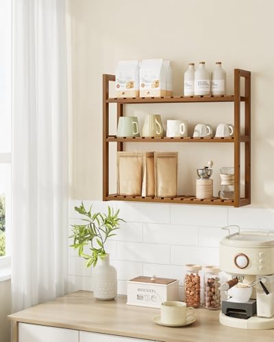 SONGMICS Bamboo Bathroom Shelf, 3-Tier Adjustable Plants Rack