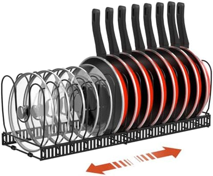 Housolution Pot and Pan Lid Organizer Holder Storage Rack, Black